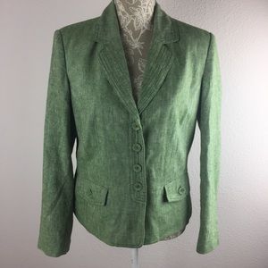 Coldwater Creek Green Linen Blazer Jacket Small